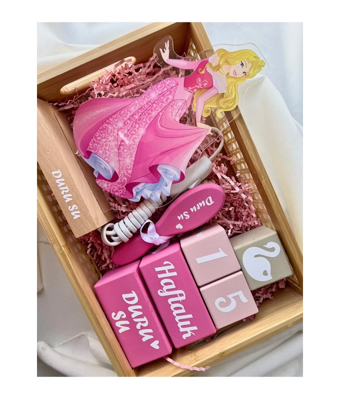 Masa lambası ve bebek anı küpü seti bebek hediyelik seti çekim dekor