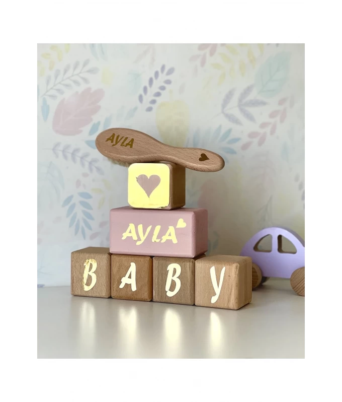 BABY YAZILI KİŞİYE İSİMLİ BEBEK SAÇ FIRÇASI SET