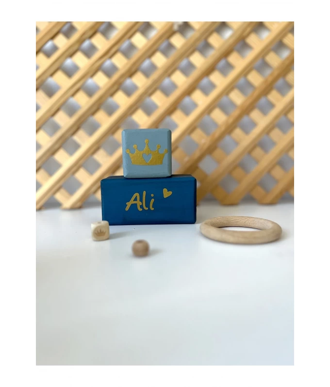 Kişiye özel anne bebek anı küpü dekor 2li