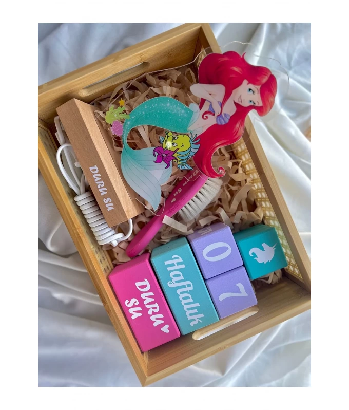 Deniz kızı Masa lambası ve bebek anı küpü seti bebek hediyelik seti çekim dekor