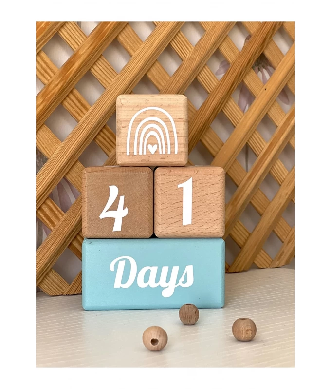 İngilizce bebek anı küpü renkli 4 parça dekor fotoğraf çekimi