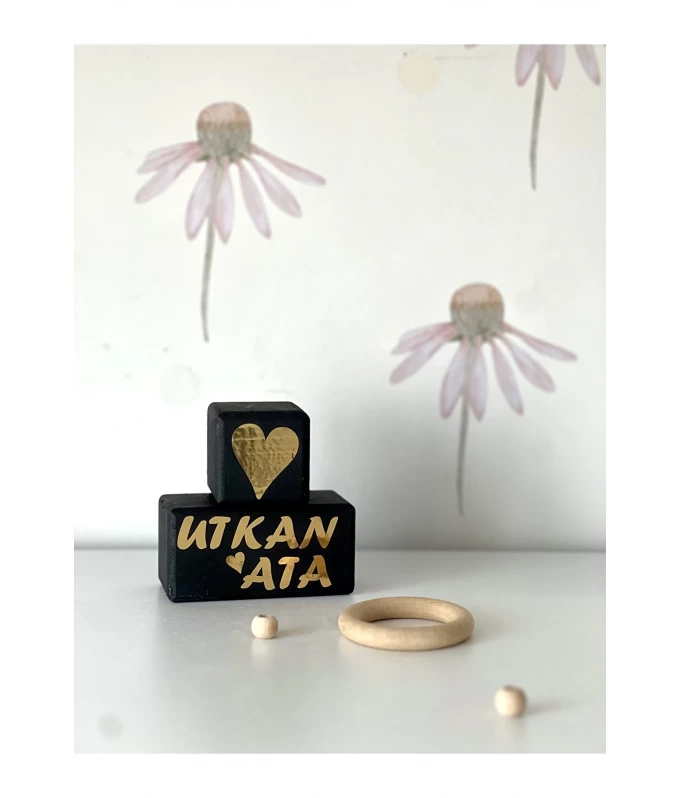 Siyah gold kişiye özel isimli küp 2li