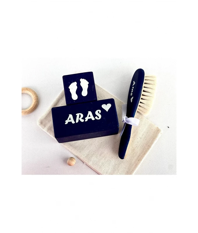 Siyah gümüş yazılı anne bebek anı küpü