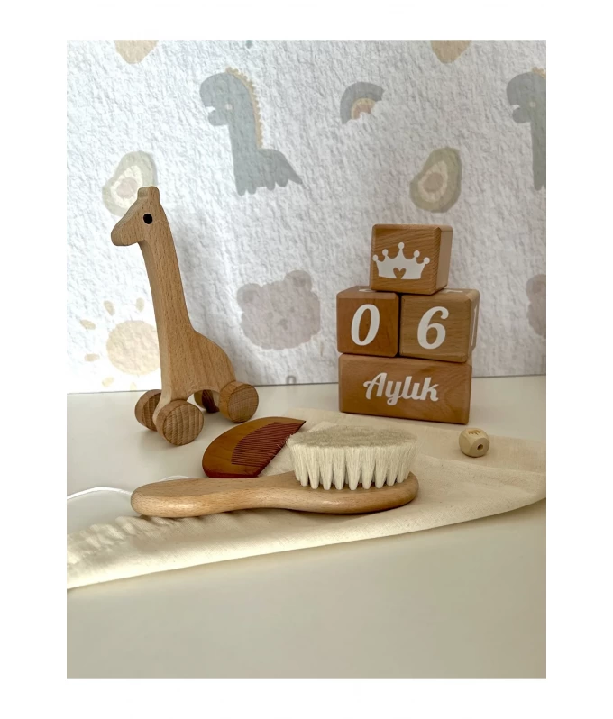Bebek anı küpü ve ahşap dekor 4lü set bebek dekor hediyelik