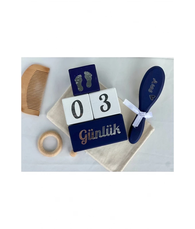 Siyah gümüş yazılı anne bebek anı küpü