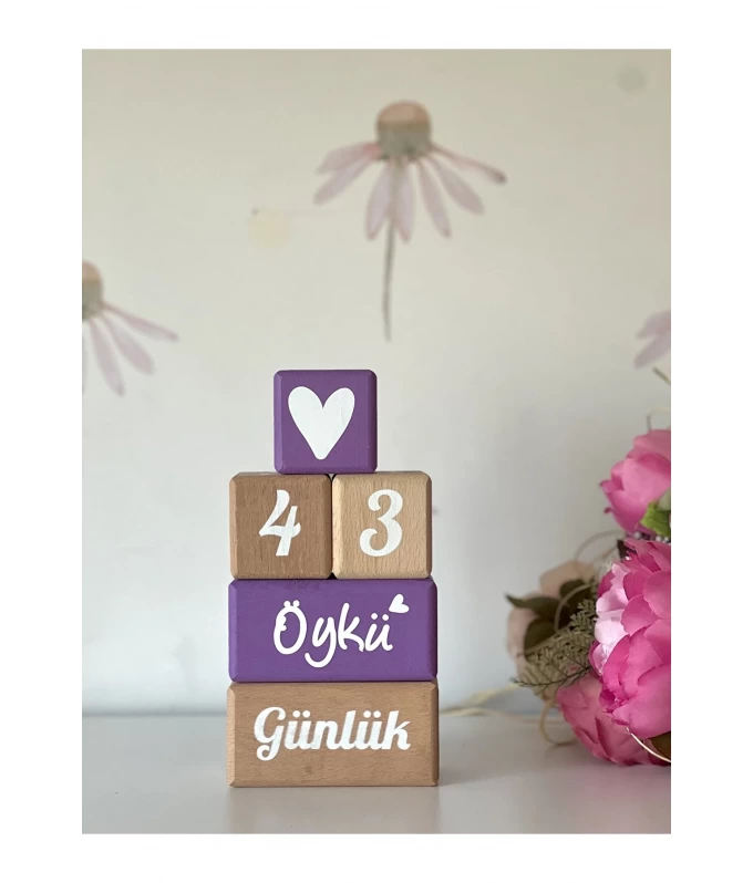 Anne bebek anı küpü lila beyaz Türkçe yazılı isimli set