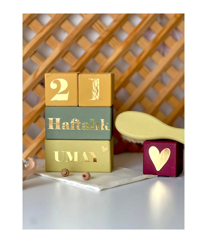 Renkli gold anne bebek anı seti isimli tarak seti dekor