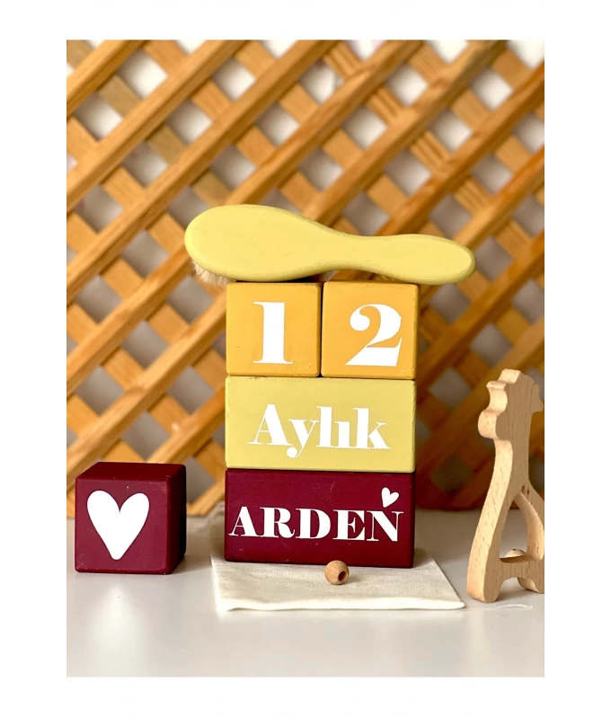 Renkli gold anne bebek anı seti isimli tarak seti dekor