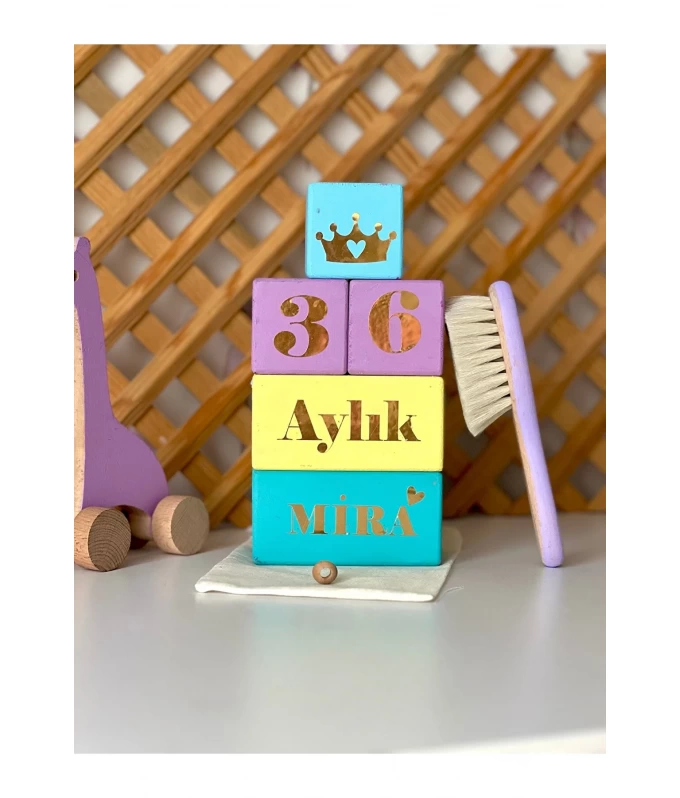 Renkli gold anne bebek anı seti isimli tarak seti dekor