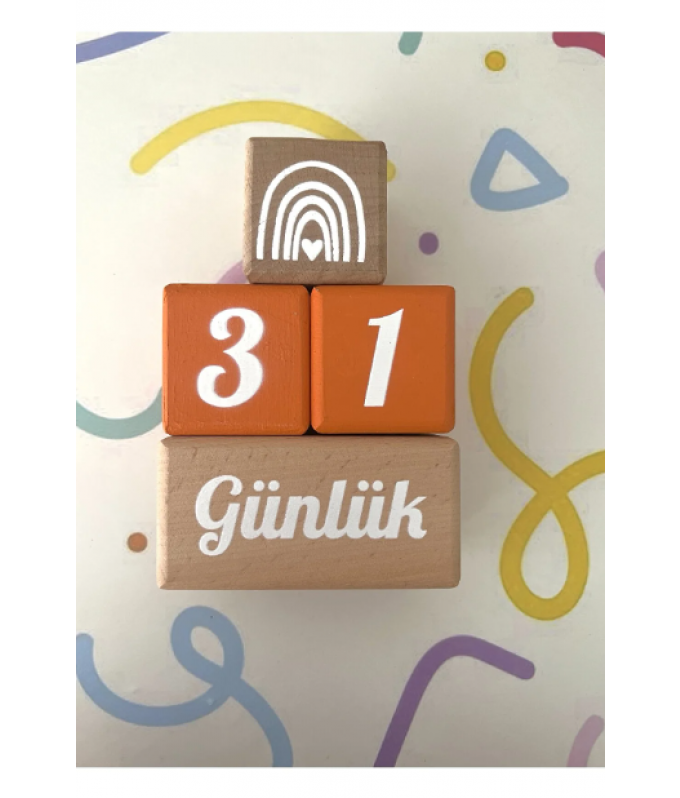 Bebek anı küpü seti turuncu renk