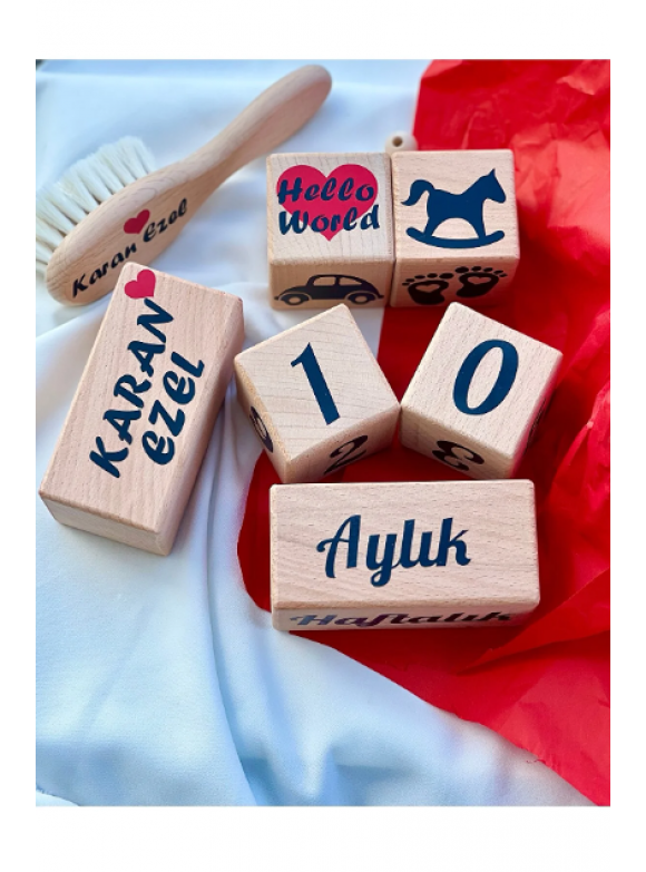 ANNE BEBEK İSİMLİ ANI KÜPÜ BEBEK SAÇ FIRÇASI DEKOR 