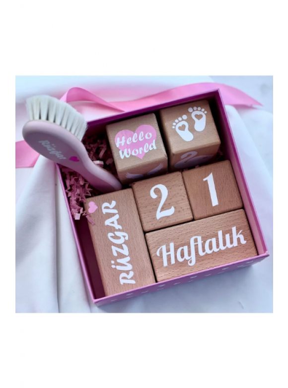 BEBEK ANI KÜPÜ İSİMLİ AHŞAP DEKOR BEBEK SAÇ FIRÇASI 7 parça
