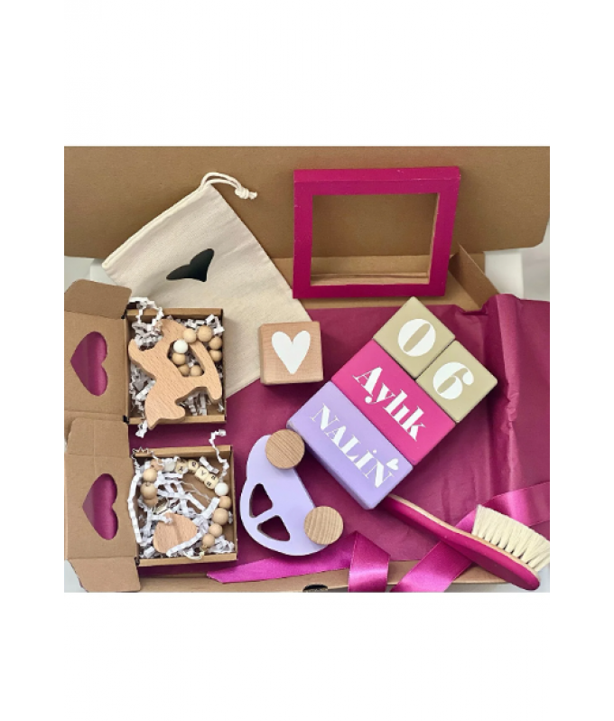 Bebek hediyelik kutu set ,kişiye özel hediye mor