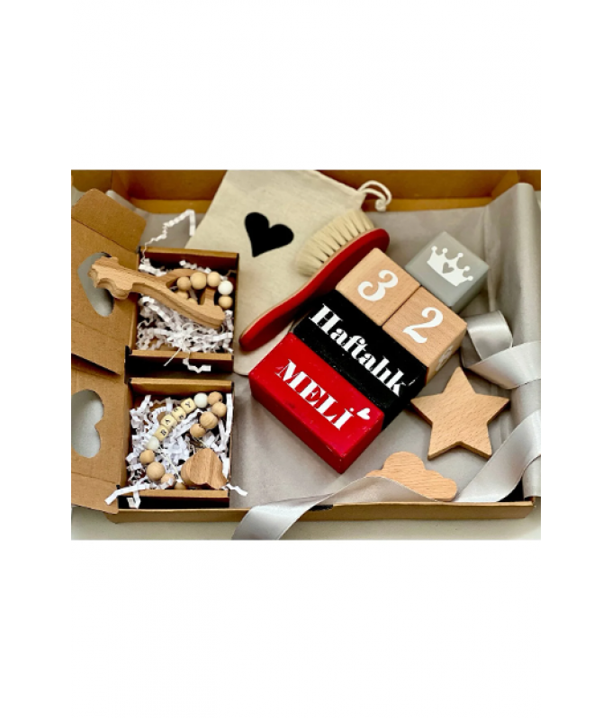 Bebek hediyelik kutu set ,kişiye özel kırmızı