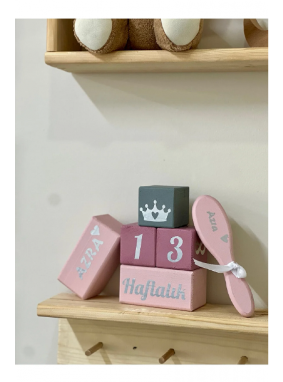 mogokids Gripembe gümüş yazılı bebek anne Cekım dekor bebek anı küpü