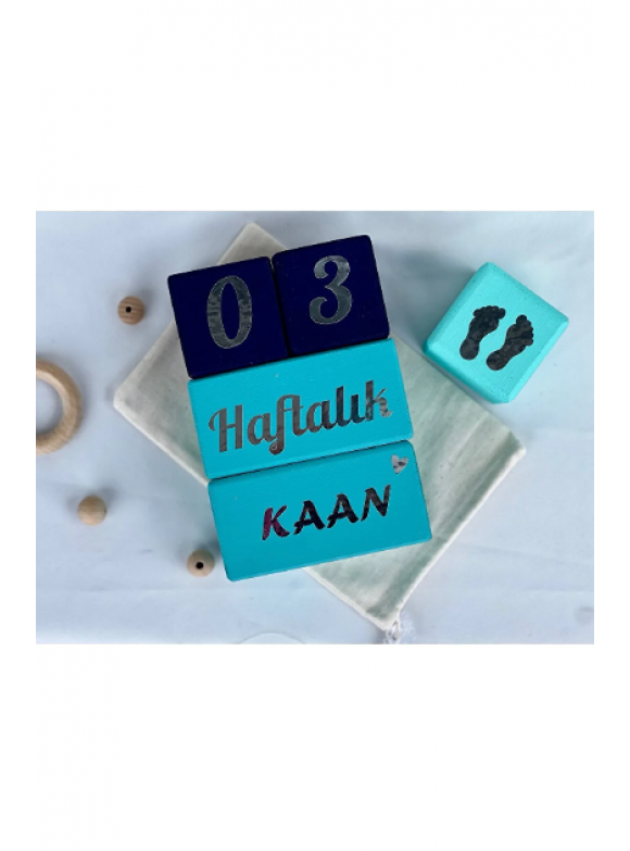 Gümüş yazılı mavi lacivert Anne bebek anı küpü seti fotoğraf çekimi dekor