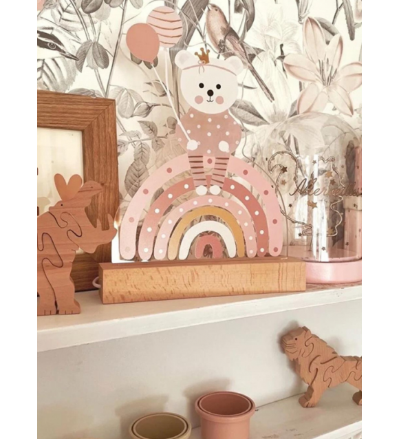 mogokids Bebek çocuk  ışıklı gece lambası pembe ayıcıklı